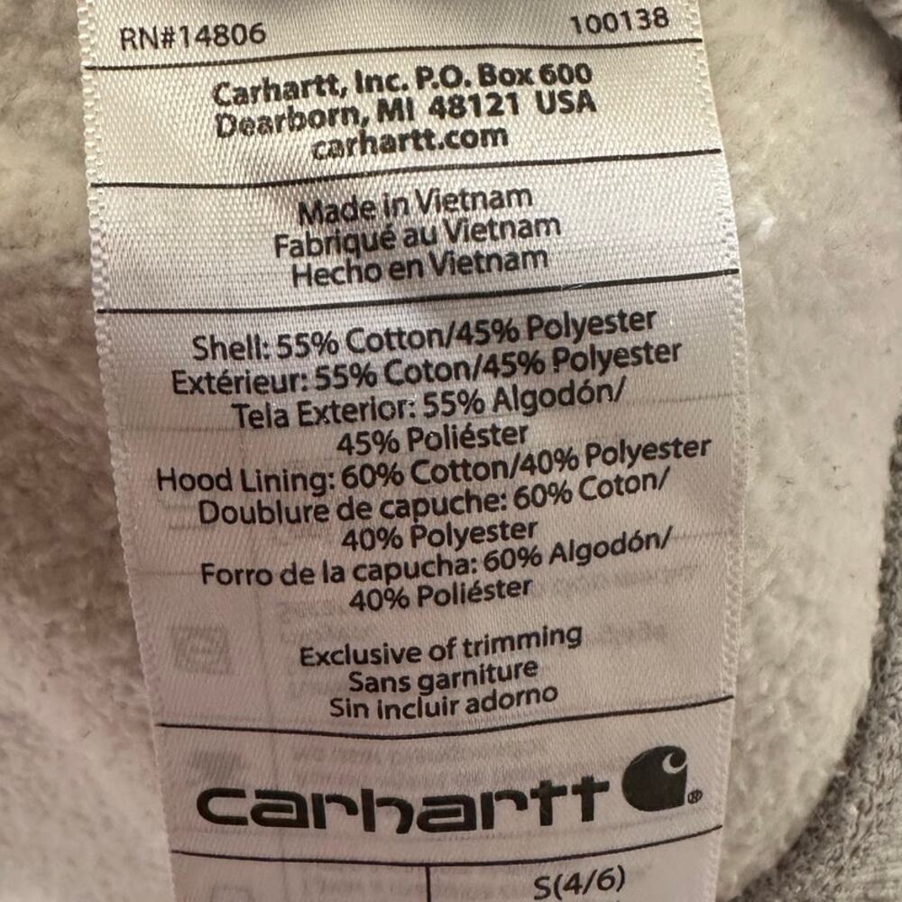 Carhartt Relaxed Fit Midweight Logo Sleeve Hoodie Women S Asphalt Heather Gray - Picture 4 of 4